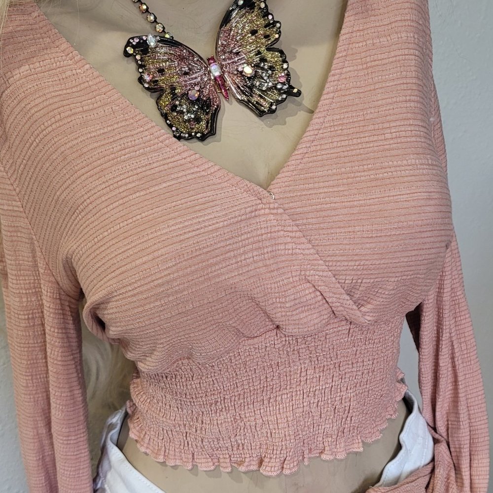 Mauve color roushed crop top
